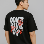 Men’s White Graphic T-Shirt – “Don’t Give Up” Motivational Print | Casual Streetwear Tee