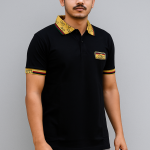 Men’s Self-Design Polo Neck Cotton T-Shirt – Smart Casual Wear