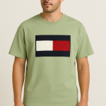 Quilted Flag Patch Men’s T-Shirt – Minimalist Streetwear Tee | Premium Casual Wear